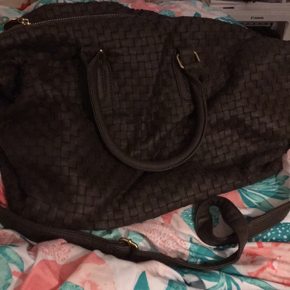brown faux leather hobo bag